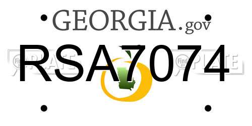 RSA7074 Georgia License Plate