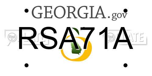 RSA71A Georgia License Plate
