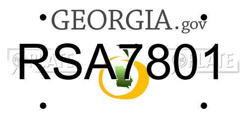 RSA7801 Georgia License Plate