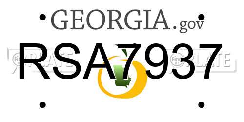 RSA7937 Georgia License Plate