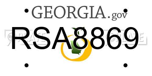 RSA8869 Georgia License Plate