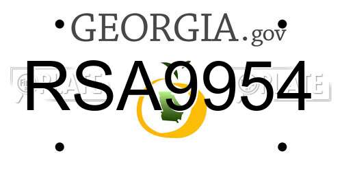 RSA9954 Georgia License Plate