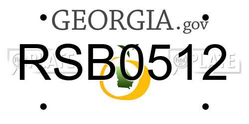 RSB0512 Georgia License Plate