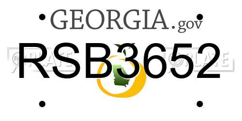 RSB3652 Georgia License Plate