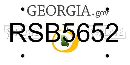 RSB5652 Georgia License Plate