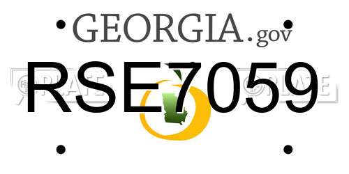 RSE7059 Georgia License Plate