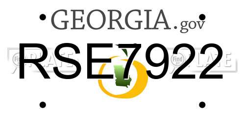 RSE7922 Georgia License Plate