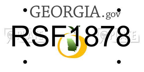 RSF1878 Georgia License Plate