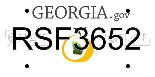 RSF3652 Georgia License Plate