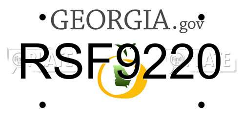 RSF9220 Georgia License Plate