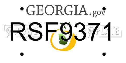 RSF9371 Georgia License Plate