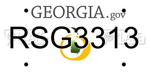RSG3313 Georgia License Plate