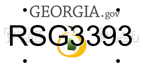 RSG3393 Georgia License Plate