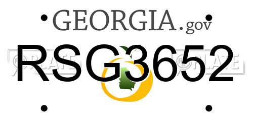RSG3652 Georgia License Plate