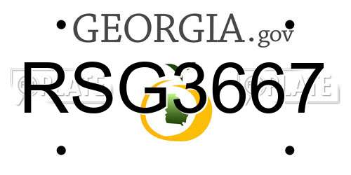RSG3667 Georgia License Plate