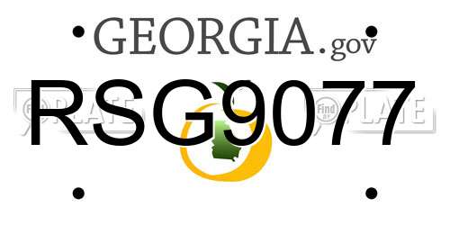 RSG9077 Georgia License Plate