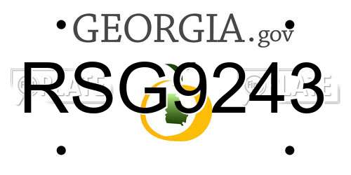 RSG9243 Georgia License Plate