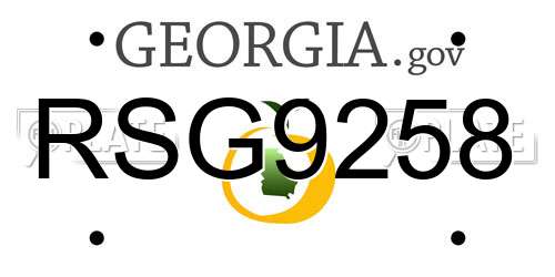 RSG9258 Georgia License Plate