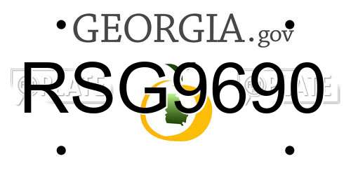 RSG9690 Georgia License Plate