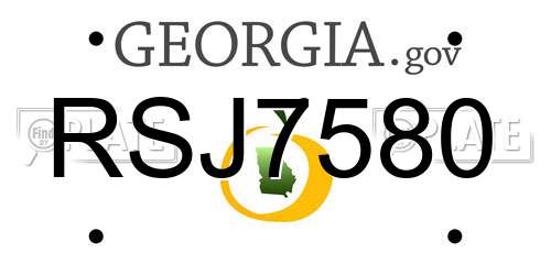 RSJ7580 Georgia License Plate