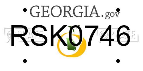 RSK0746 Georgia License Plate
