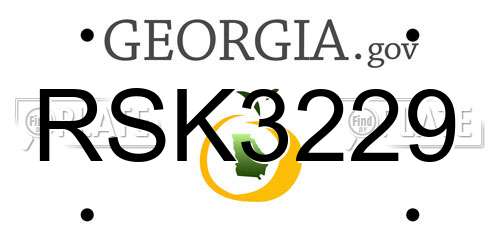 RSK3229 Georgia License Plate