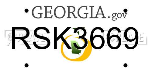 RSK3669 Georgia License Plate
