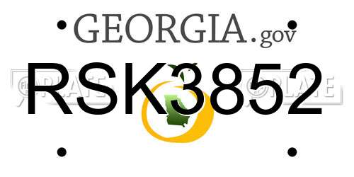 RSK3852 Georgia License Plate