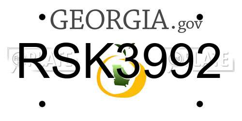 RSK3992 Georgia License Plate