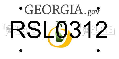 RSL0312 Georgia License Plate