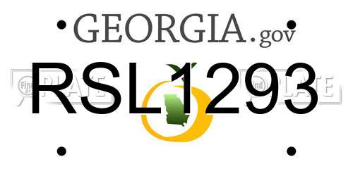 RSL1293 Georgia License Plate
