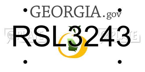 RSL3243 Georgia License Plate