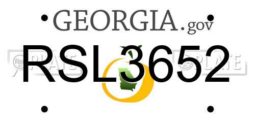 RSL3652 Georgia License Plate