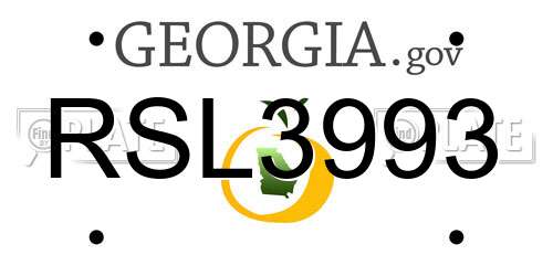 RSL3993 Georgia License Plate
