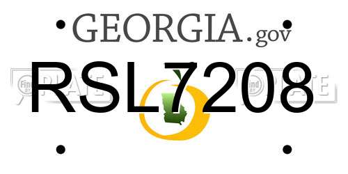 RSL7208 Georgia License Plate