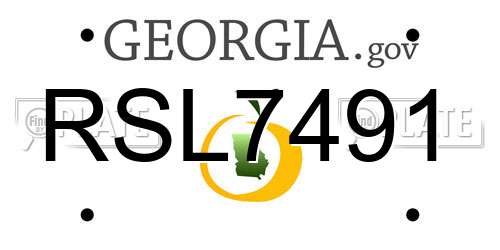 RSL7491 Georgia License Plate