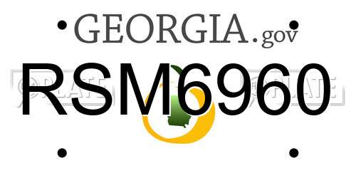 RSM6960 Georgia License Plate