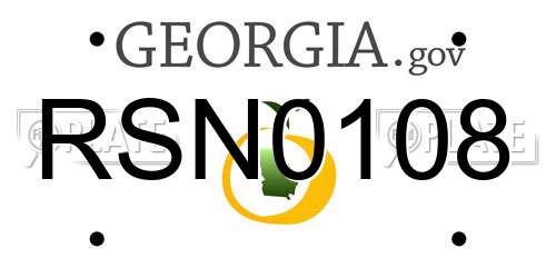 RSN0108 Georgia License Plate
