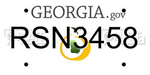 RSN3458 Georgia License Plate