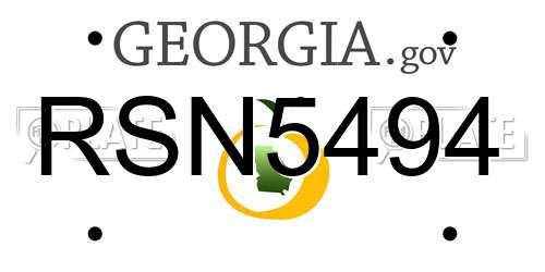 RSN5494 Georgia License Plate
