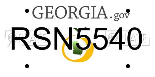 RSN5540 Georgia License Plate