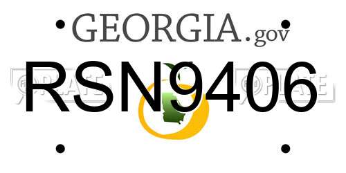 RSN9406 Georgia License Plate