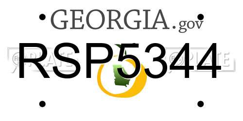 RSP5344 Georgia License Plate