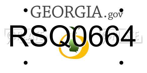 RSQ0664 Georgia License Plate