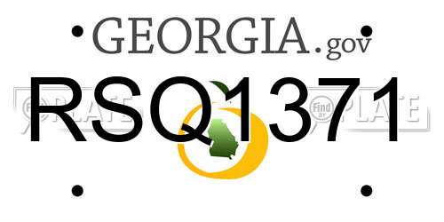 RSQ1371 Georgia License Plate