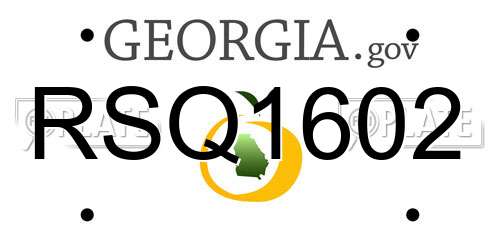 RSQ1602 Georgia License Plate
