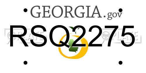 RSQ2275 Georgia License Plate