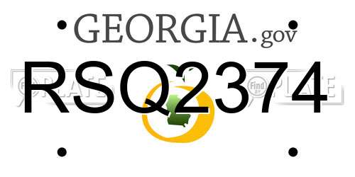 RSQ2374 Georgia License Plate