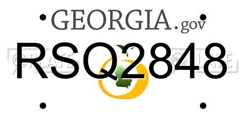 RSQ2848 Georgia License Plate