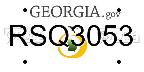 RSQ3053 Georgia License Plate